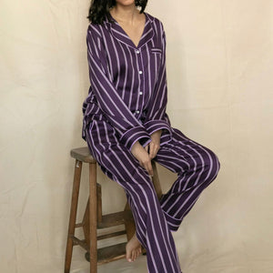 Fable & Eve - Wimbledon Striped PJ Set - Purple - About the Bra