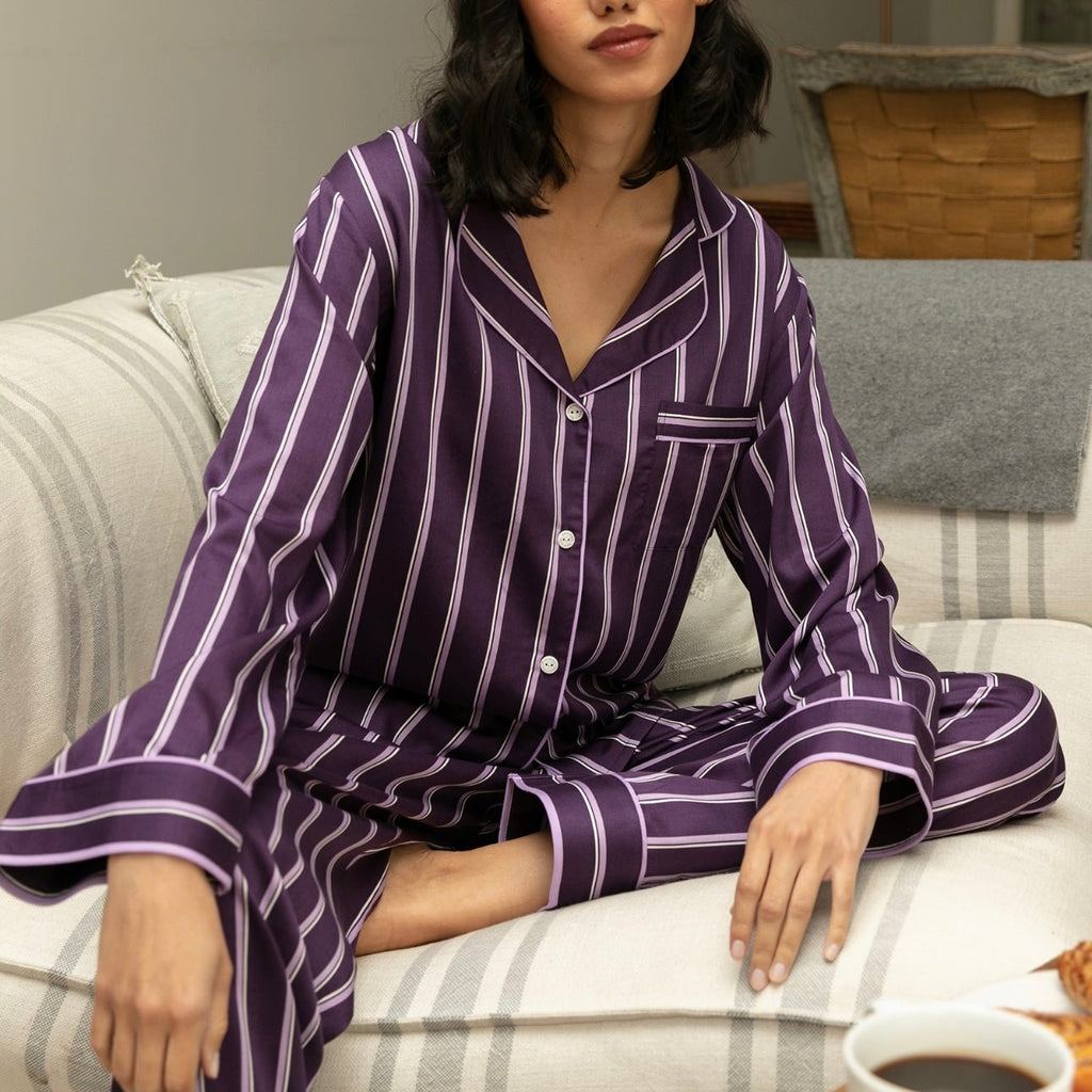 Fable & Eve - Wimbledon Striped PJ Set - Purple - About the Bra